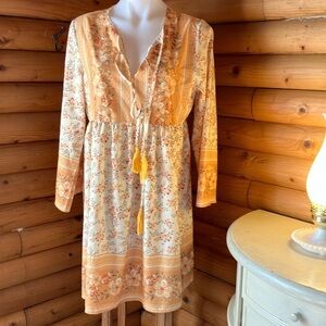Pretty vintage inspired lightweight dress with tassels Large